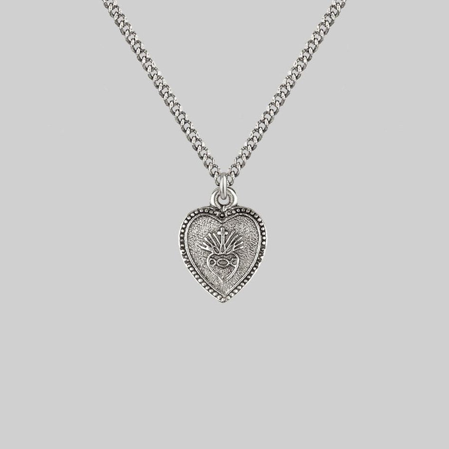 silver sacred heart necklace