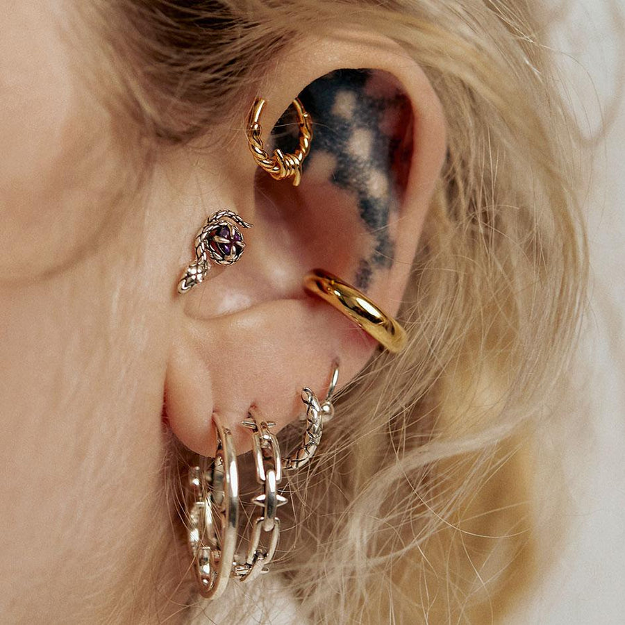 SURVIVAL. Barbed Wire Septum Clicker Ring - Silver barbed wire mini hoop earring