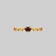 heart gemstone barbed wire ring gold