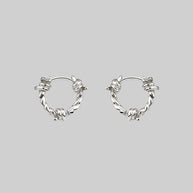 barbed wire silver hoop earrings