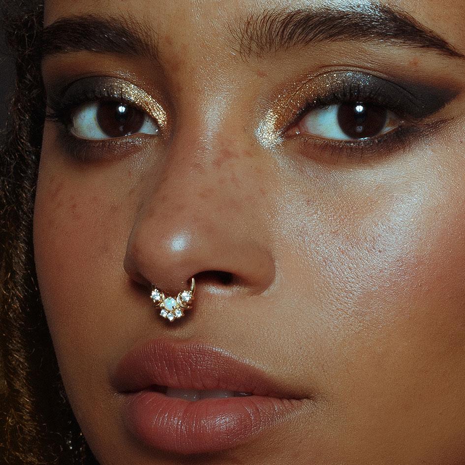 diamond opal cluster nose ring