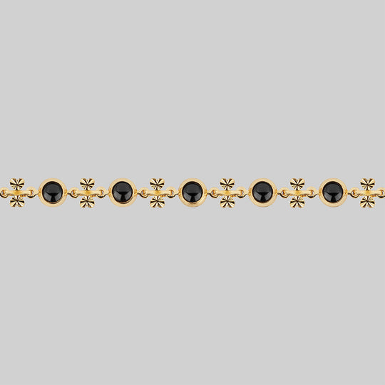 LISBET. Cross & Black Glass  Choker - Gold
