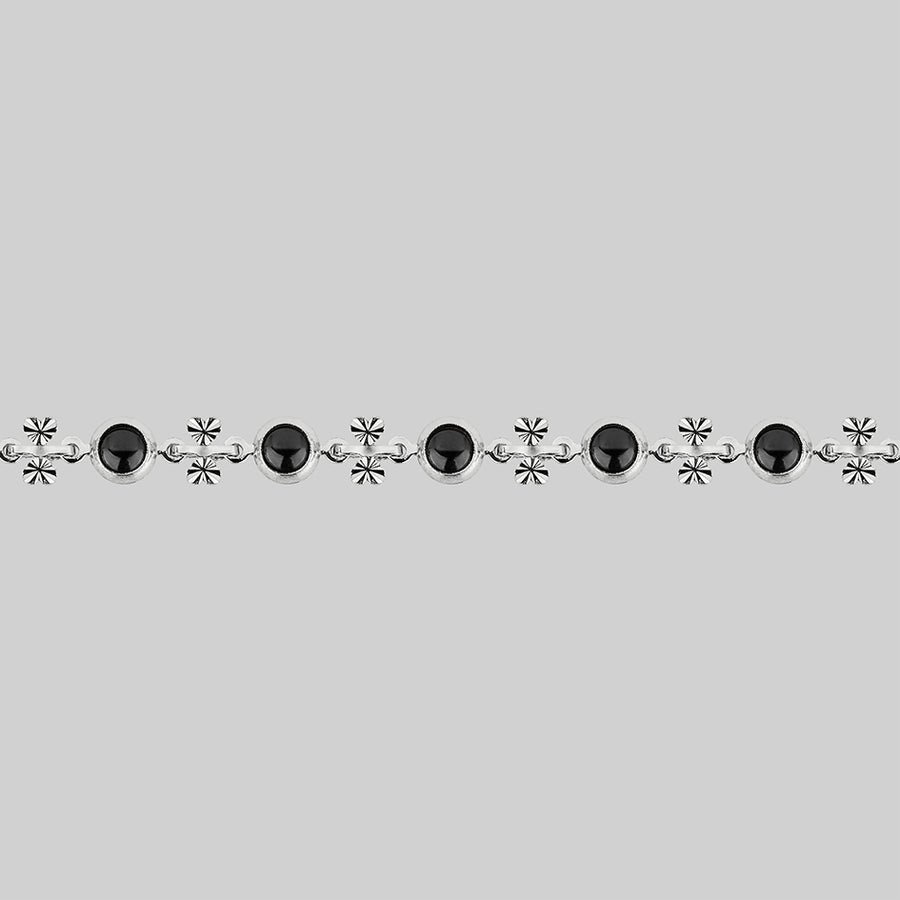 black bead silver choker