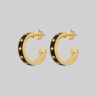 black enamel hoop earrings
