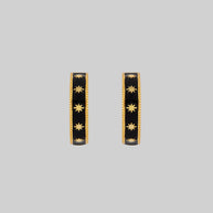 black enamel star gold hoop earrings