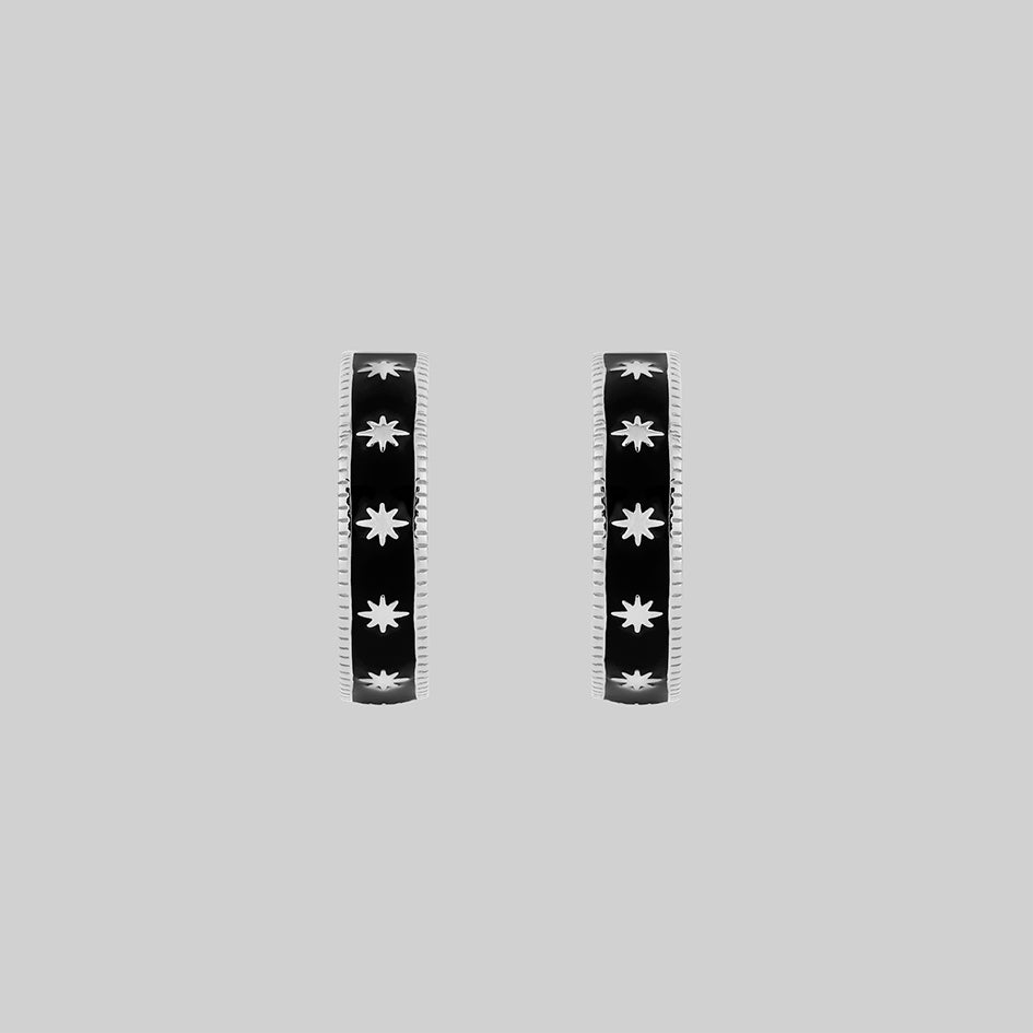 black enamel star hoop earrings
