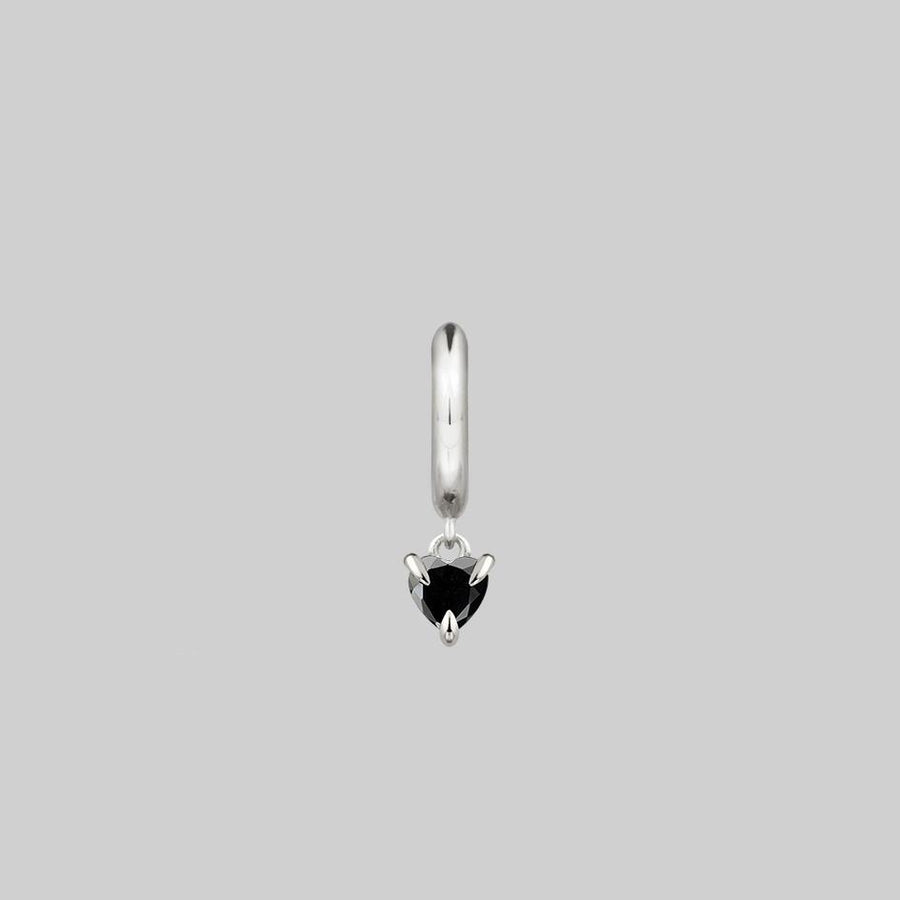 black spinel heart gemstone hoop earrings