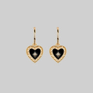 black enamel star heart earrings