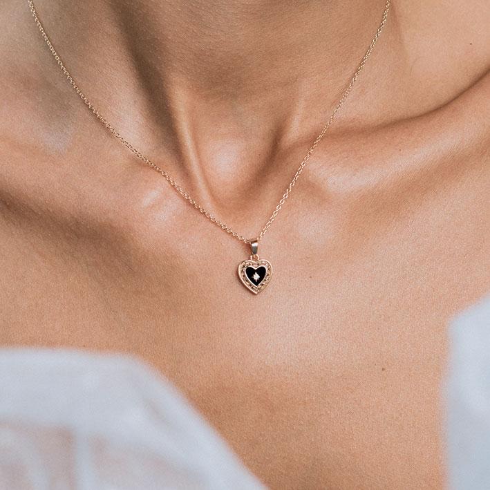 SOLEMN. Black Enamel Heart Necklace - Gold SOLEMN. Black Enamel Heart Necklace - Gold