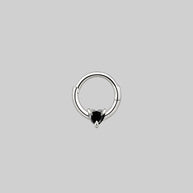 black spinel gemstone heart clicker ring
