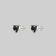 black spinel gemstone heart stud earrings 