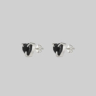 black spinel gemstone heart stud earrings