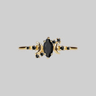 moon and star ring gold black spinel