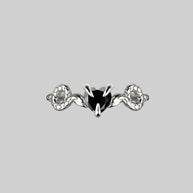 gemstone heart twisted snake ring silver