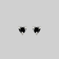 black heart silver stud earrings