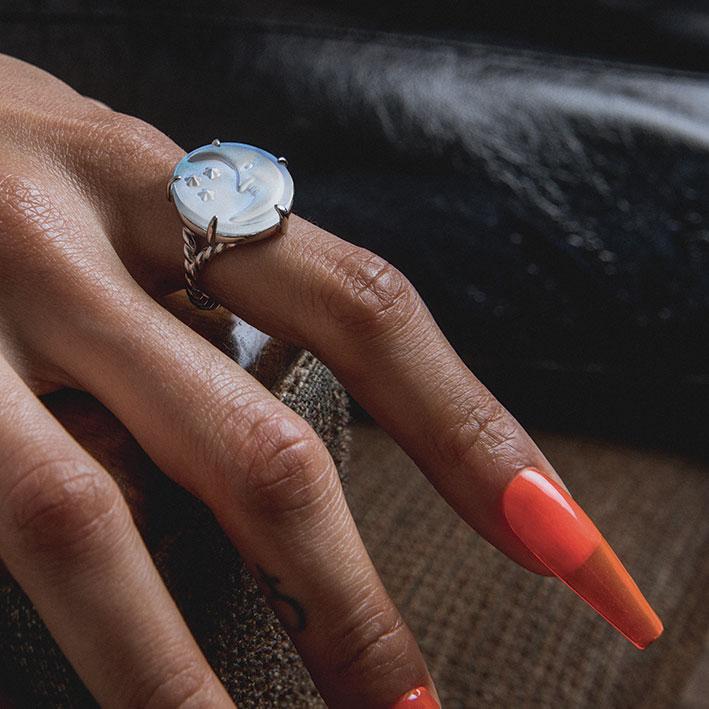 BLUE MOON. Crystal Moon & Star Ring - Gold BLUE MOON. Crystal Moon & Star Ring - Gold