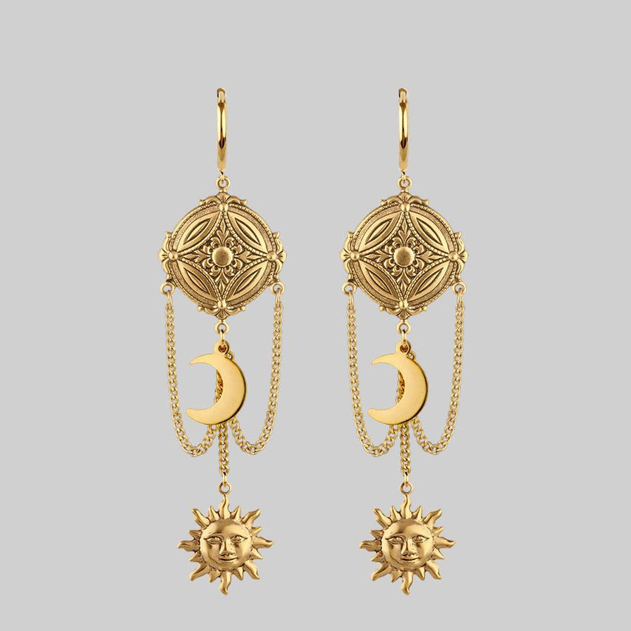 EQUINOX. Celestial Path Chain Hoop Earrings - Gold