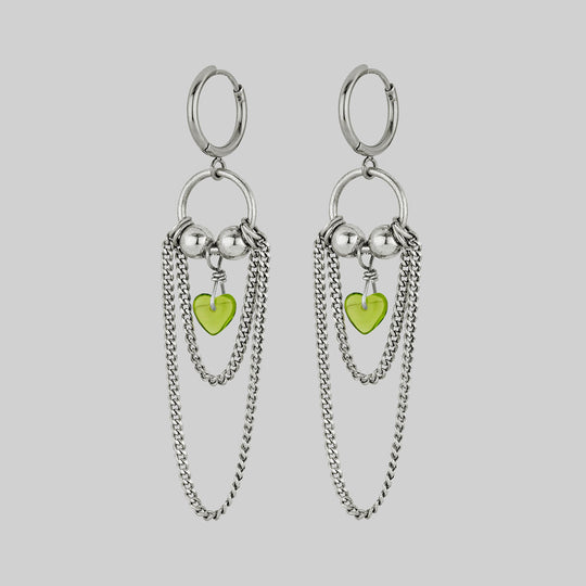 POUR YOUR HEART OUT. Pierced Chain Drop Earrings - Silver