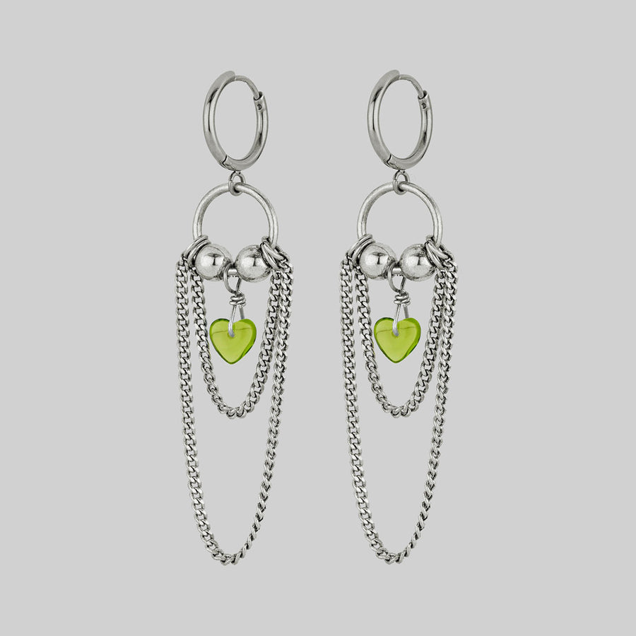 POUR YOUR HEART OUT. Pierced Chain Drop Earrings - Silver