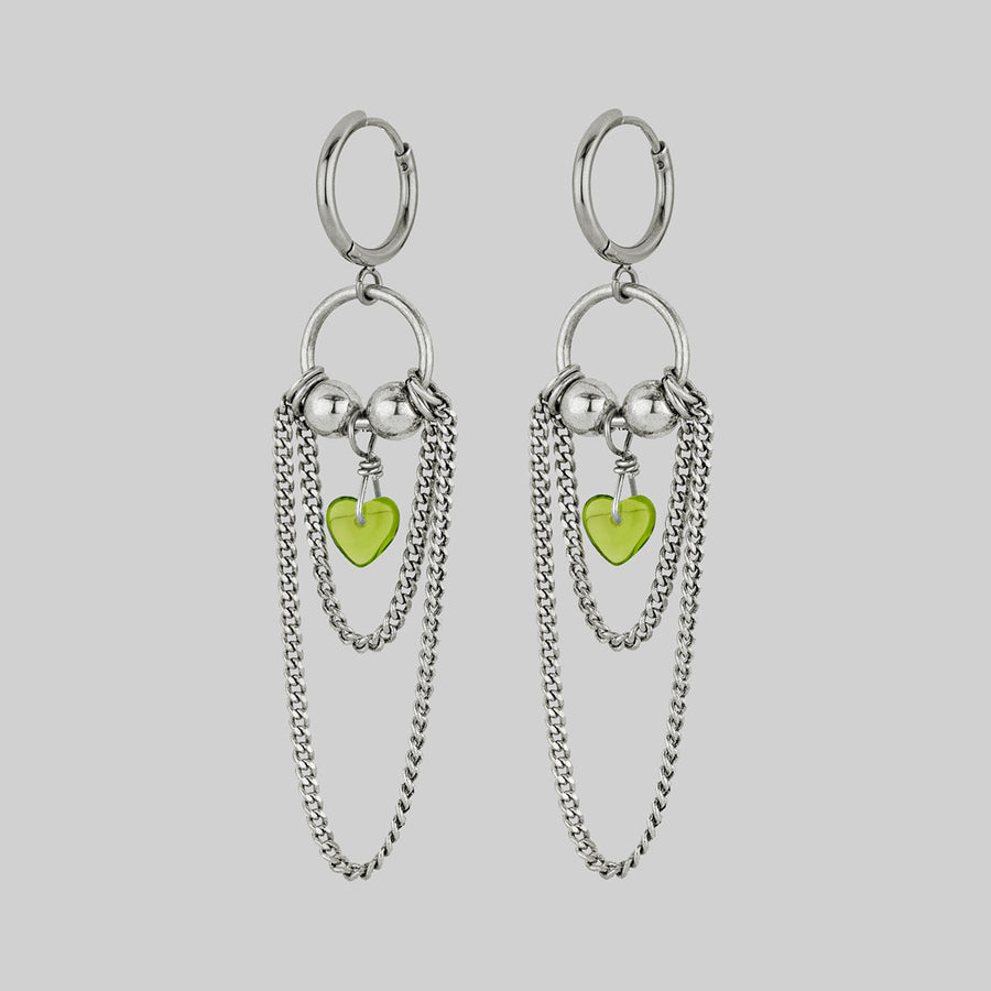 POUR YOUR HEART OUT. Pierced Chain Drop Earrings - Silver