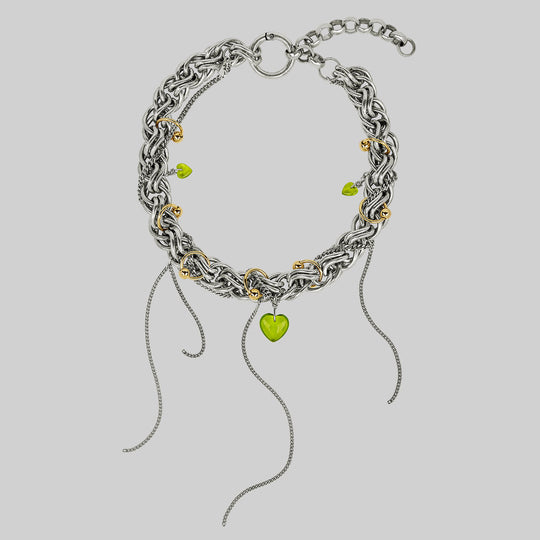 EAT YOUR HEART OUT. Pierced Chunky Chain Collar Necklace - Silver