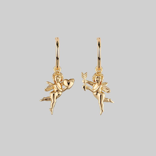 Cupid & Psyche Lovers Hoop Earrings - Gold
