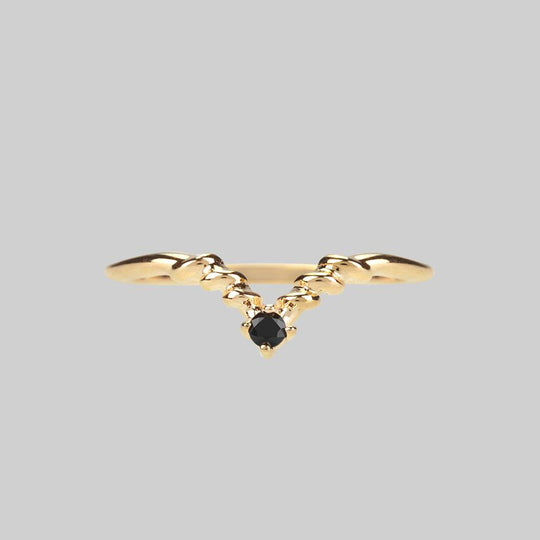 CUPID. Black Spinel Chevron Gold Ring
