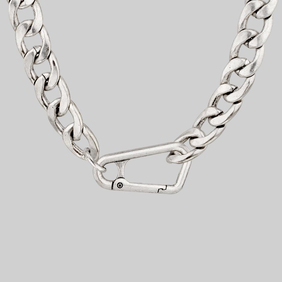 chunky silver fob chain necklace