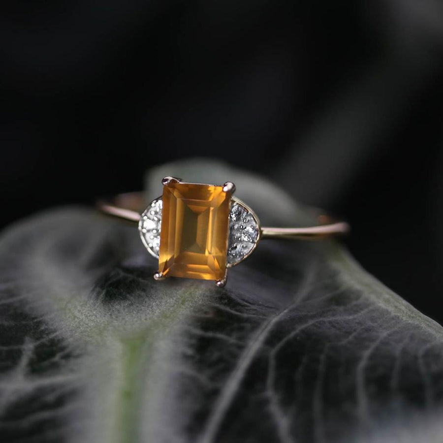 DECOR. Citrine Ornamental Gold Ring vintage inspired gemstone ring