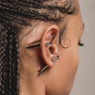 SALEM. Black Spinel Short Dagger Single Earring - Silver