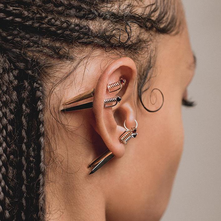 SALEM. Black Spinel Short Dagger Single Earring - Silver SALEM. Black Spinel Short Dagger Single Earring - Silver