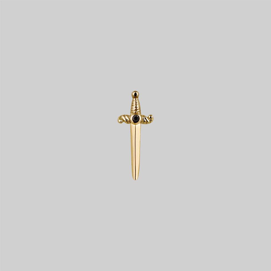 Gold dagger tragus stud earring