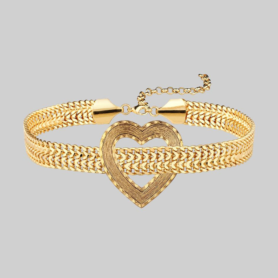 statement heart choker gold