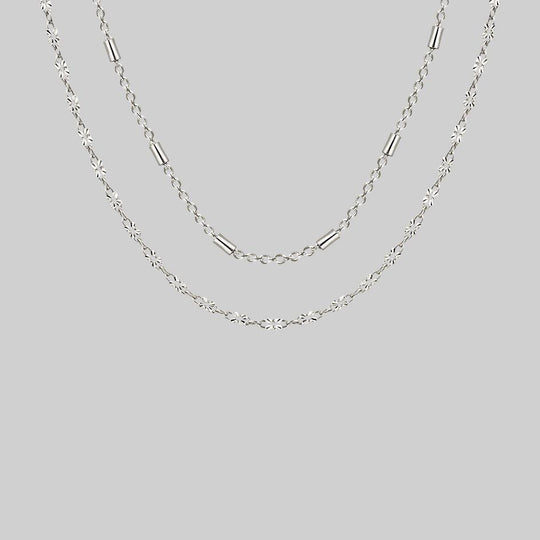 PURITY. Delicate Double Chain Necklace - Silver