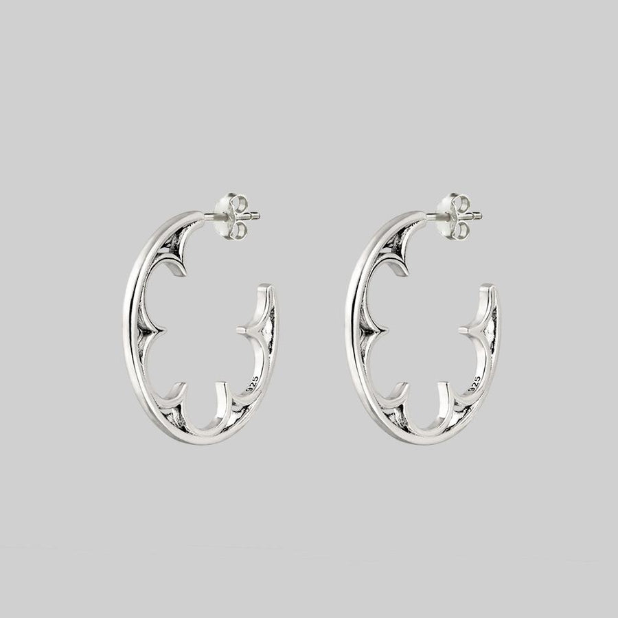 ATONE. Gothic Window Hoop Earrings - Silver