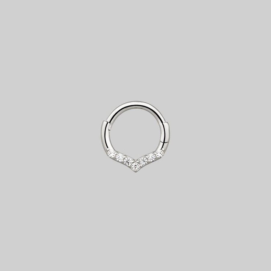 chevron diamond septum ring silver