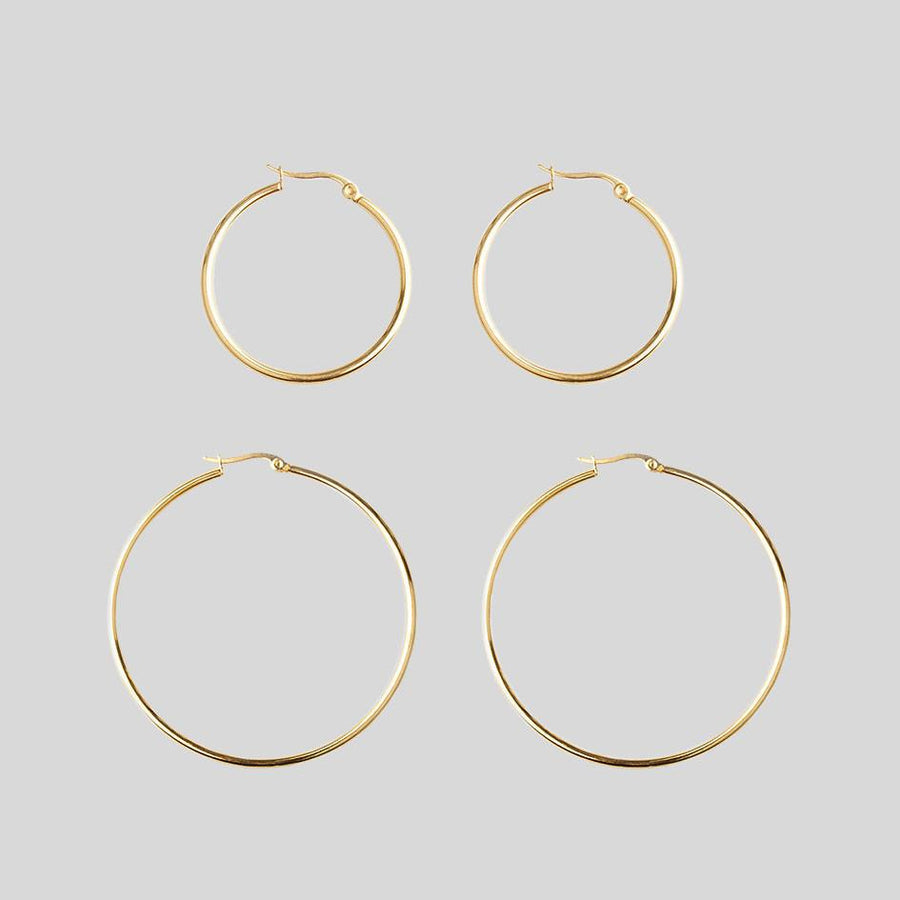 Earrings - Gold Hoop Earrings - Set Of 2