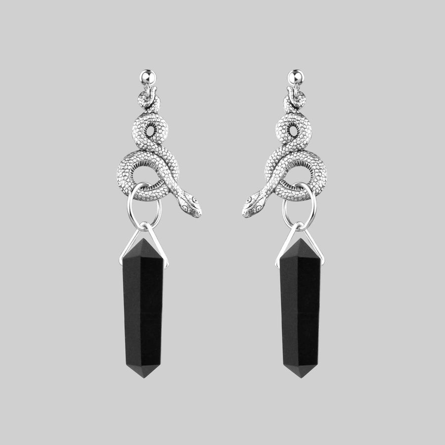 Earrings - MERTLE. Snake Wrap Black Agate Earrings