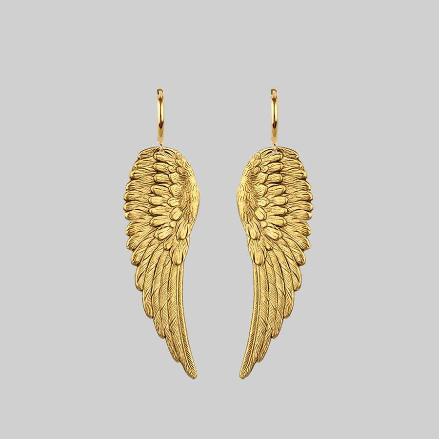 FALLEN SAINT. Angel Wing Hoop Earrings - Gold