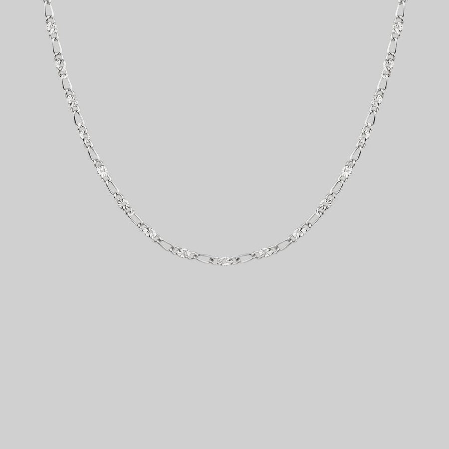 textured figaro silver layering chain necklace