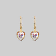 rainbow flower glass earrings gold