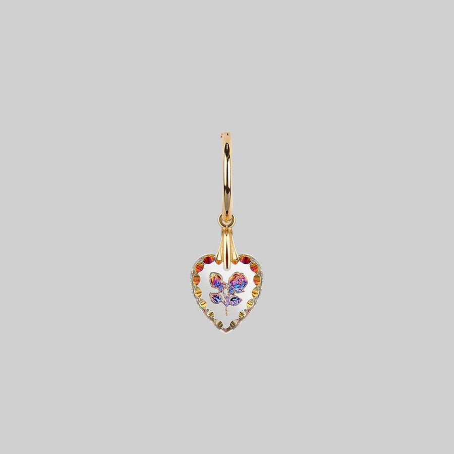 glass hoop earring with flower charm