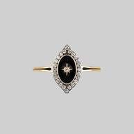 Gold victorian ring, crystals and star detail ring
