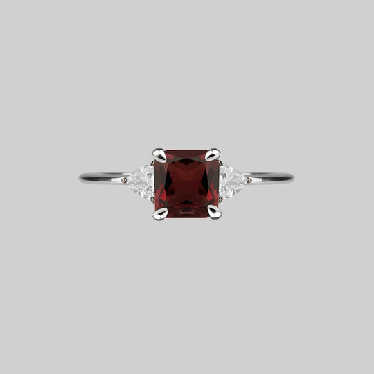 BETROTHAL. Garnet Silver Ring