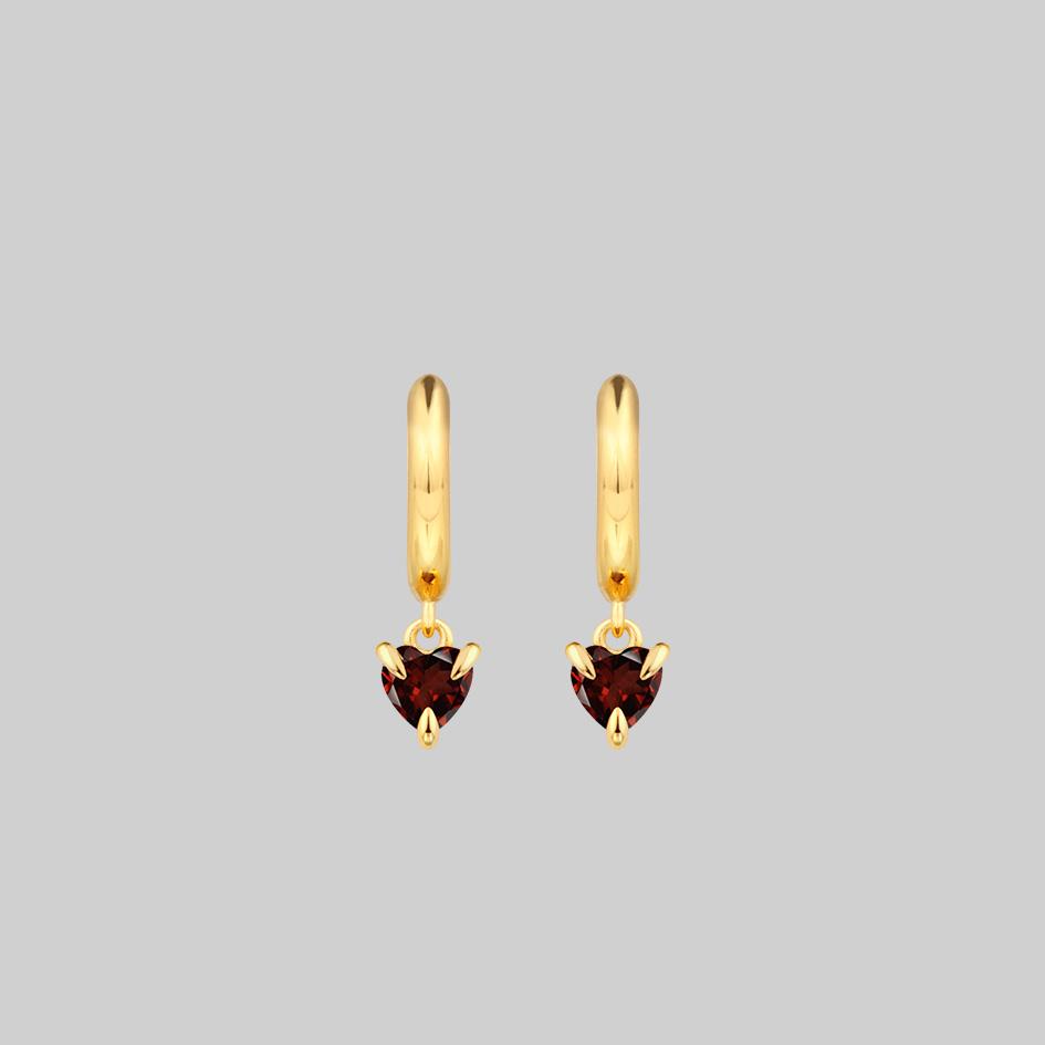 heart gemstone hoop earrings gold