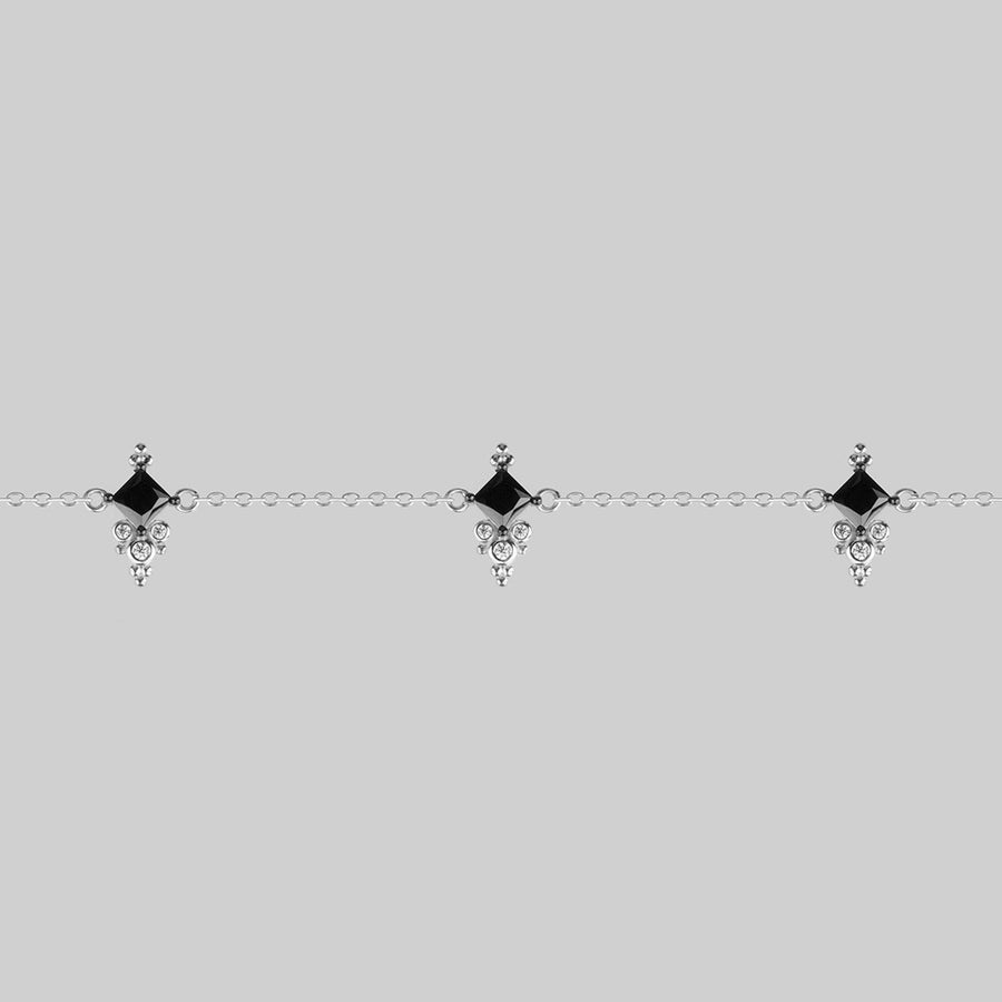 DYNASTY. Black Spinel Trilogy Chain Choker - Silver