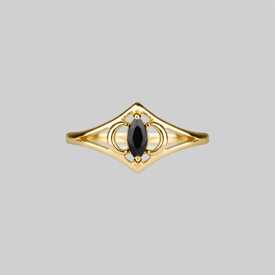 gemstone moon ring gold