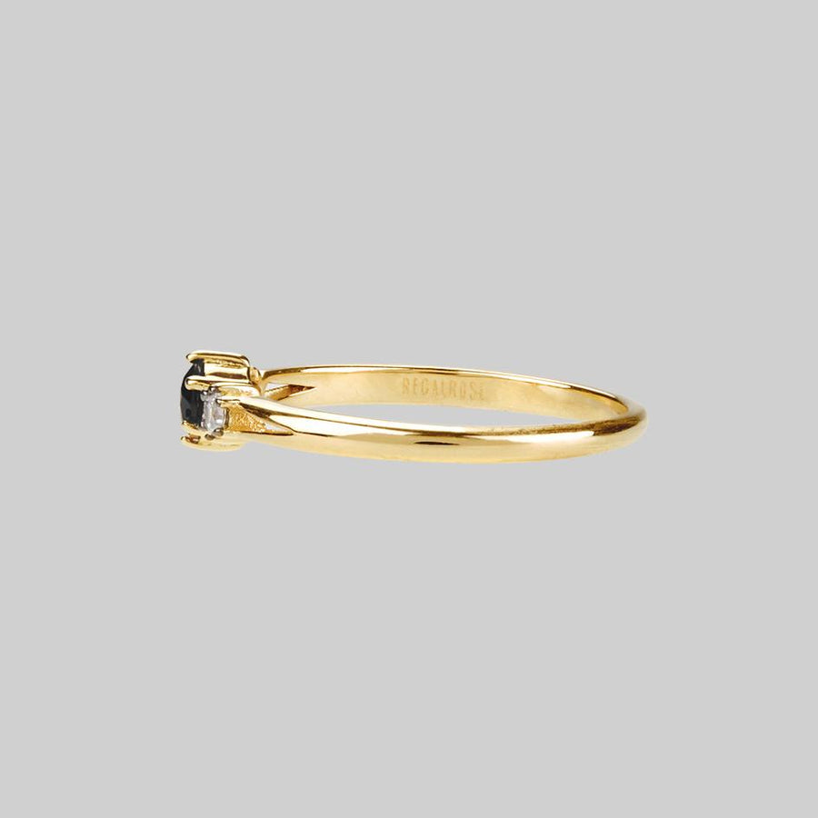 CAPULET. Black Spinel Trilogy Gold Ring simple black gemstone ring