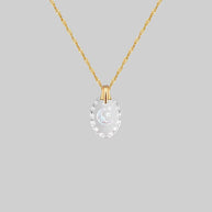 glass engraved moon and star necklace gold