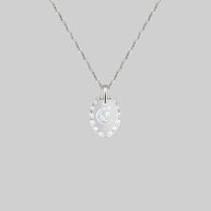 glass engraved moon and star necklace gold